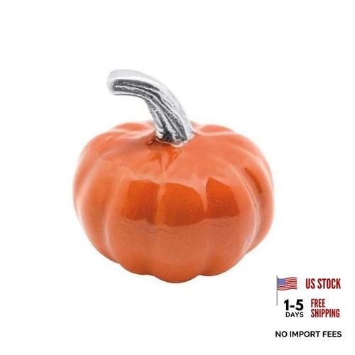 Mariposa Orange Pumpkin Napkin Weight, One Size, Silver