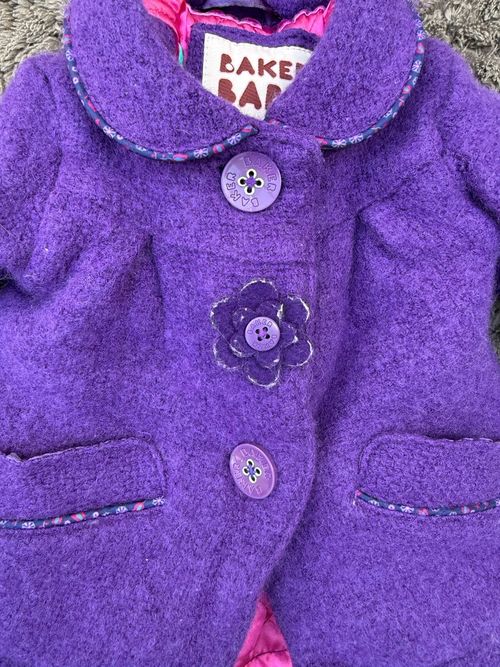 Baker Baby Ted Baker Girls Purple Wool Blend Coat 3-6 Months Pink Lined — image 15