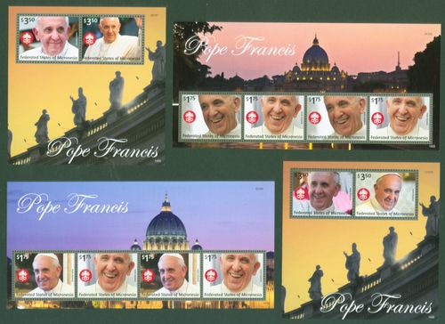 Micronesia Micronesia 2014 - Pope Francis - No. 2543-45 + Block 250 + 251 ⁑ — image 2