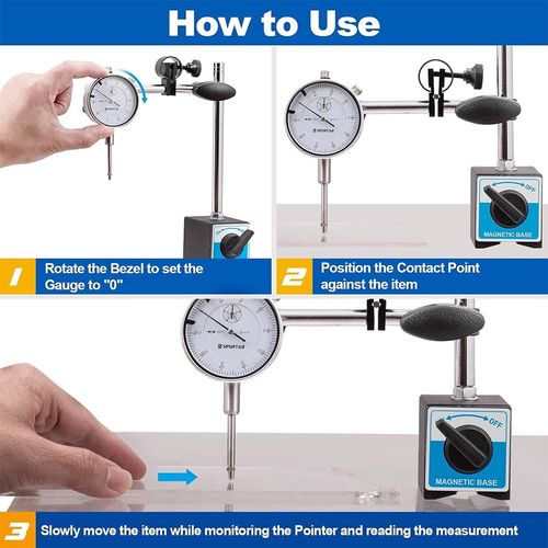 Dial Test Indicator DTI Gauge with Magnetic Base Stand Clock Gauge & 22PC Probes — image 16