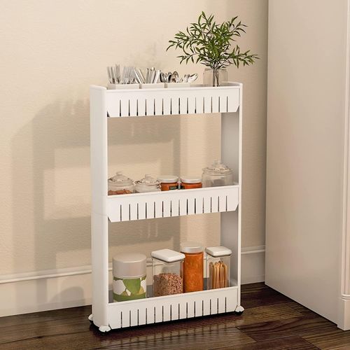 Slide Out Storage Tower Folding 3 Tier Rolling Castor Kitchen Trolley Spice Rack — image 10