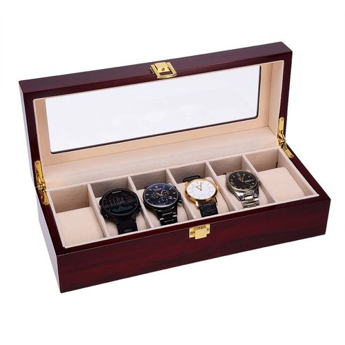 6 Grids Wooden Watch Display Storage Box Jewelry Collection Storage Case Gifts — image 5