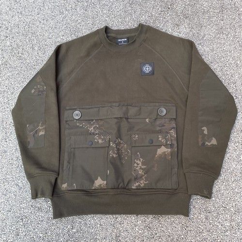 Men’s S Small Nash Scope Carp Fishing Sweatshirt Jumper Camo Green Top Pullover