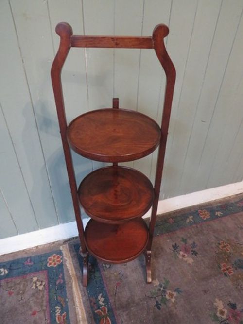 A Fine Antique Edwardian Mahogany 3Tier Cake Stand Circa 1900 Good Quality