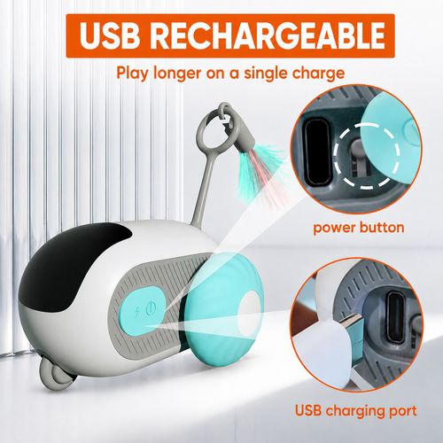 Interactive Cat Toy Remote Control Smart Moving Cat Car USB Rechargeable — image 3