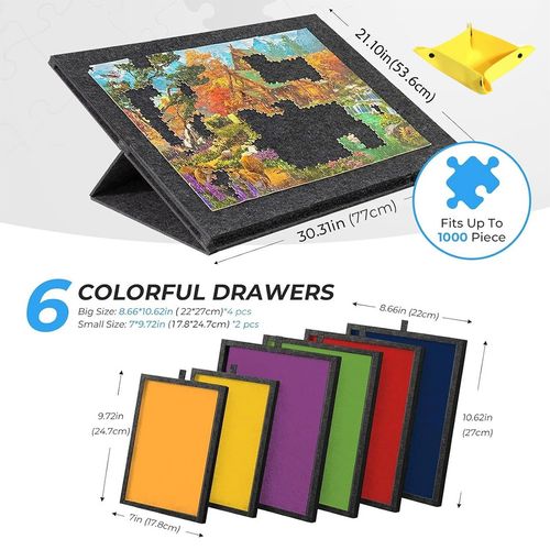 1000PCS Tilting Puzzle Board with 2in1 Designed Stand Cover Felt Mat w/ 6 Drawer — image 3