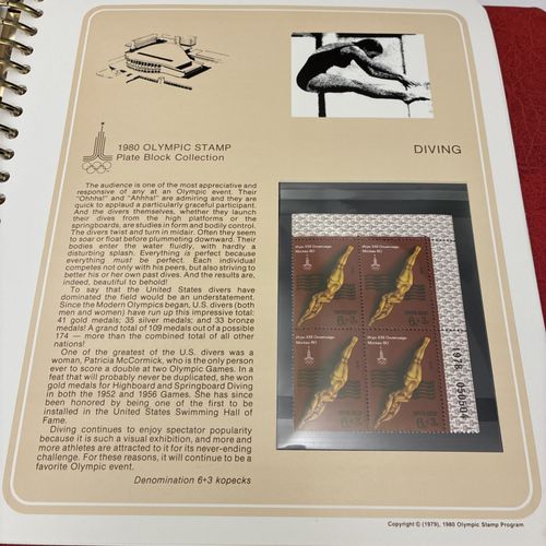 Lot of 76 plate blocks Official 1980 Olympics PLATE BLOCK Collection Album Set — image 18