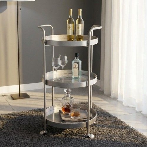 3 Tier Mirrored Drinks Trolley Art Deco Bar Cart Vintage Serving Cart Wheels