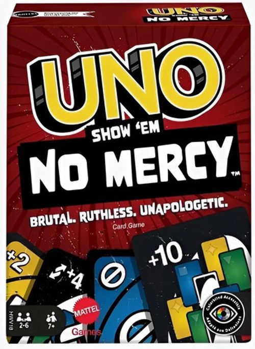 New Uno No Mercy Card Game  Fast-Paced Family Fun Action Cards, Travel-Friendly