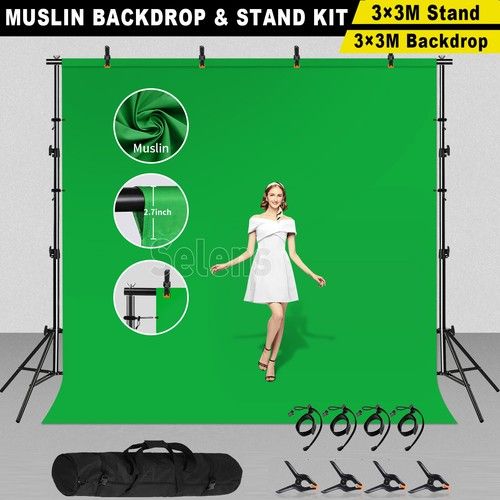 3X 3m Photo Heavy Duty Backdrop Stand Kit 3m / 6m Green Screen Background Studio