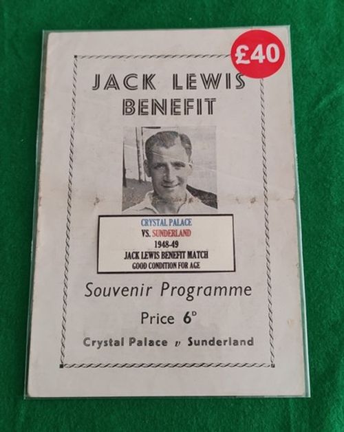 Crystal Palace V Sunderland Benefit Match Football Programme Fair/Good 1948/49