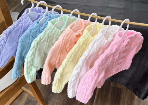 baby clothes, cardigan, hand knitted, new. 3-6 months size in seven colours — image 1