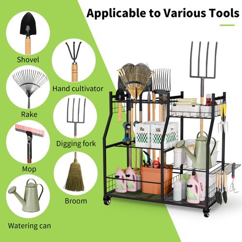 Heavy Duty Garden Tool Organizer Metal Yard Tools Rack for Garage Shed Storage — image 10