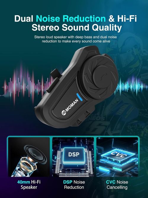 Moman H2Pro Motorcycle Intercom Helmet Wireless 5.1 Communication System 1000M — image 5