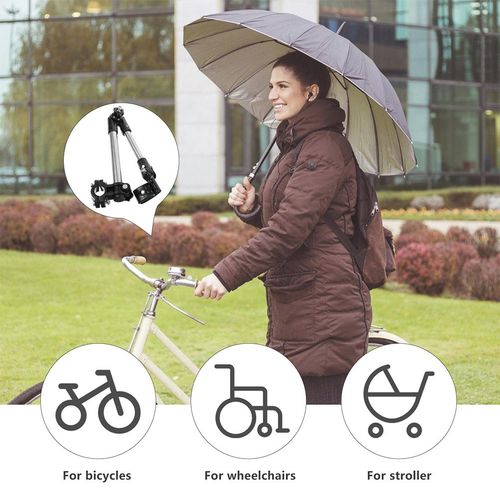 Stainless Steel Bicycle Umbrella Holder Foldable Adjustable Black Bracket — image 5
