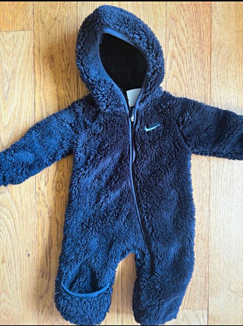 Nike Black Fleece Hooded Zip One-Piece Babygrow Long Sleeve 3-6 Months — image 1