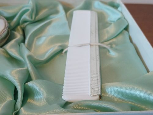 GRENADIER Silver plated white boxed brush and comb baby set — image 5