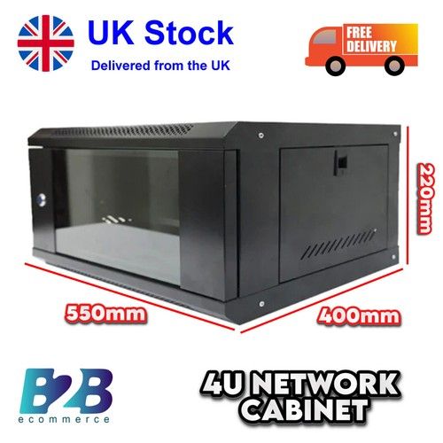 4U Wall Mount Network Cabinet Server Data Rack Lockable 550x400x220mm
