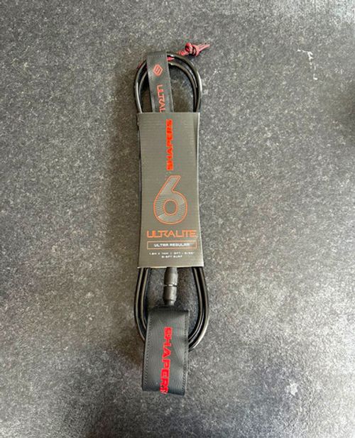 SHAPERS Ultra Lite 6ft Surfboard Leash 7mm Black Accessories Leash Surf