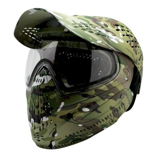 Paintball Mask Full Face Lotus Camo Anti-Fog Dual Lens Airsoft Helmet Goggles UK