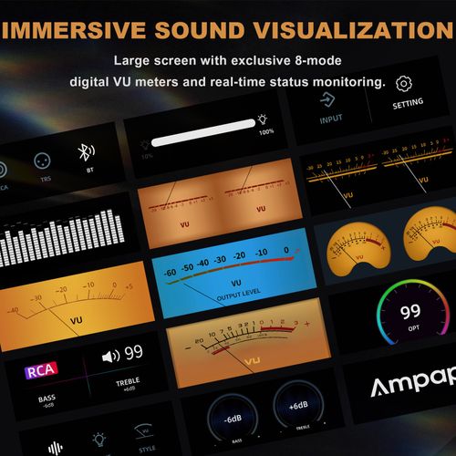 2 Channel Bluetooth Digital Amplifier HIFI Class D Amp w/ VU Meters Display 300W — image 3