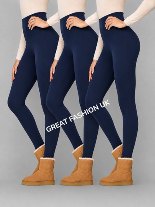 3 PACK Womens Thermal Fleece Lined Leggings Warm Winter Stretch Full Length NEW