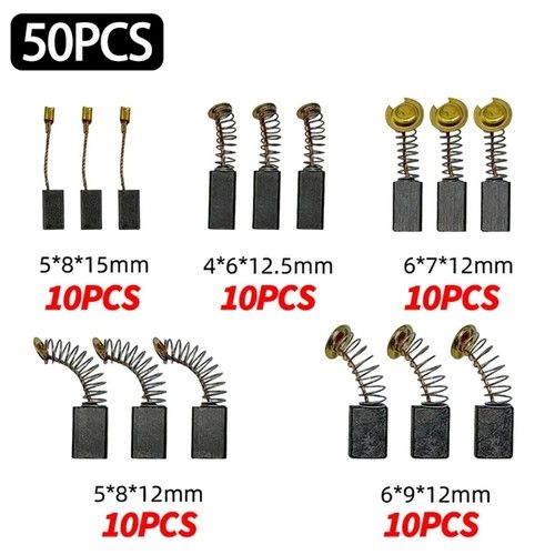 50PC Carbon Brush Replacement Set for Drill Grinder Sander Motor Power Tools Kit