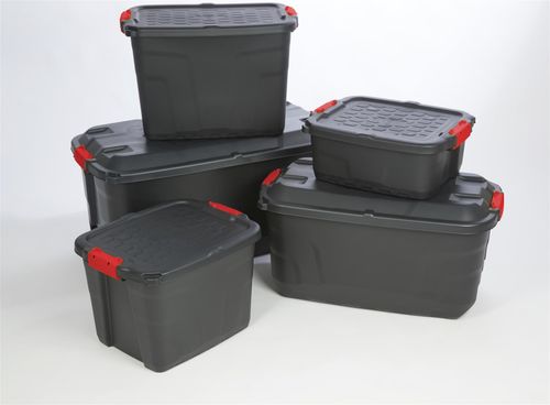 Storage Box with Lid & Wheels Strata Heavy Duty Large, Lockable, 190L - Black — image 6