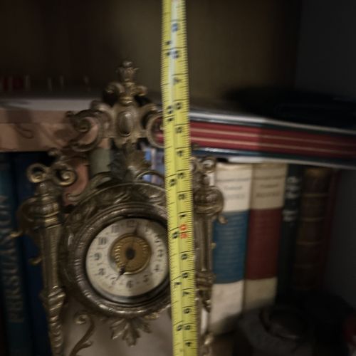 Antique French Gothic Tower  Style Gilt Brass Boudoir Mantel Clock c1885 — image 12