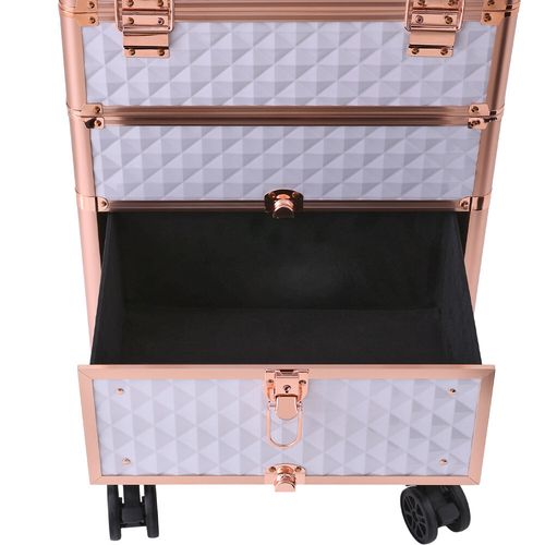 4 in 1 Makeup Trolley Case Vanity Cosmetic Hairdressing 2 Drawer Case on Wheels — image 14