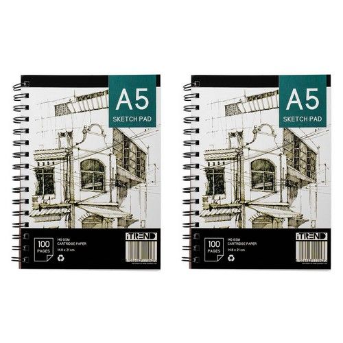 A5 Artist Sketch Book Pack of 2 Ring Bound Art Cartridge Paper 140GSM Paper