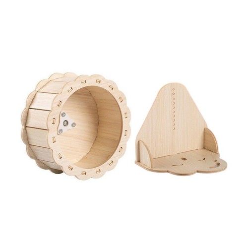 Hamster Running Wheel&Stand Set Quiet Slient Pet Rotatory Wooden Race Track Toy