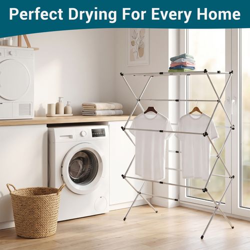 3 Tier Clothes Dryer Airer Foldable Laundry Rack Washing Line Drying Horse Airer — image 6