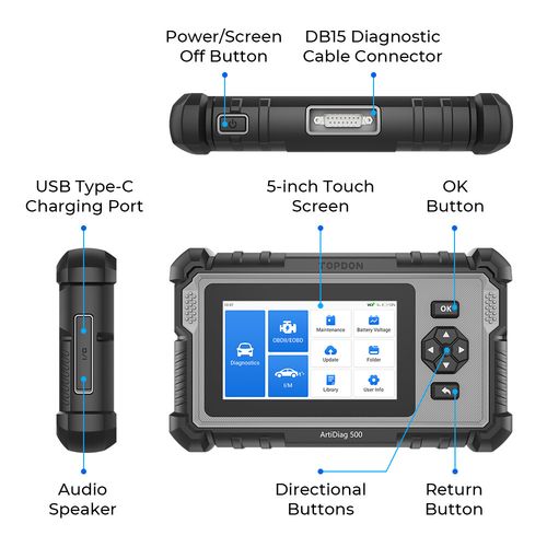 2026 TOPDON ArtiDiag500 OBD2 Scanner ABS SRS Car Diagnostic Tool Code Reader UK — image 17
