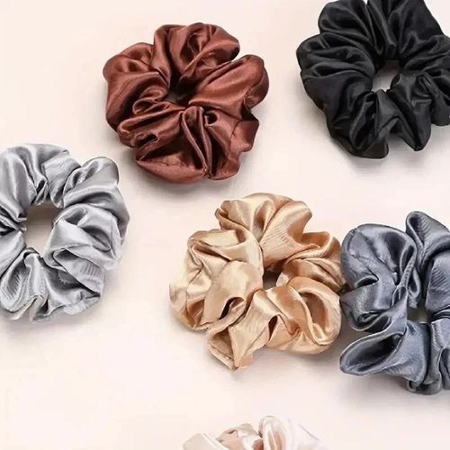 Silk Hair Scrunchies for Women & Girls – Soft Elastic Hair Bands (Pack of 12). — image 3