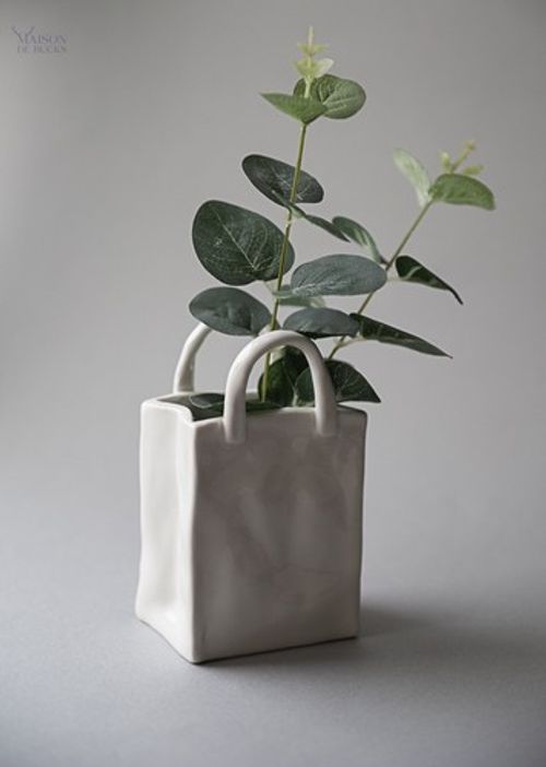 White Handbag Ceramic Vases – Elegant Modern Decorative Vases