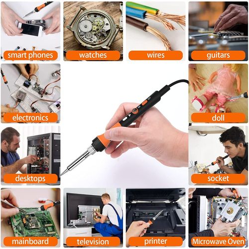 60W Soldering Iron Kit Welding Irons Electronics Solder Tools Adjustable Temp UK — image 2