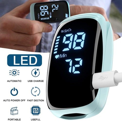 USB Rechargeable Finger Pulse Oximeter Blood Oxygen Heart Rate Monitor Device