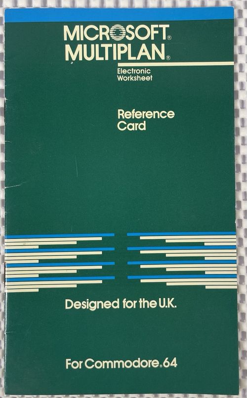 Microsoft Multiplan For The Commodore 64 Reference Card. — image 1