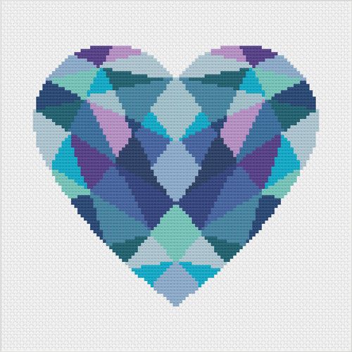 Geometric Heart Cross Stitch Pattern by Meloca Designs
