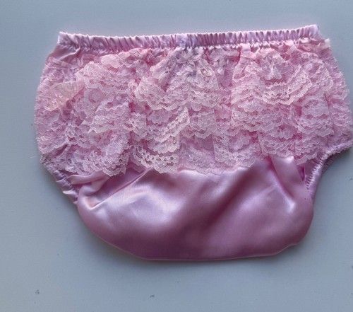 Soft Touch Baby Girl Satin Frilly Pants Nappy Cover Lace Pink 0-6 6-12-Months