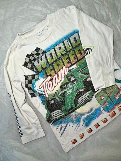 NEXT Baby Boys White Long Sleeve Racing Graphic Print T-Shirt Size 2-3 Years