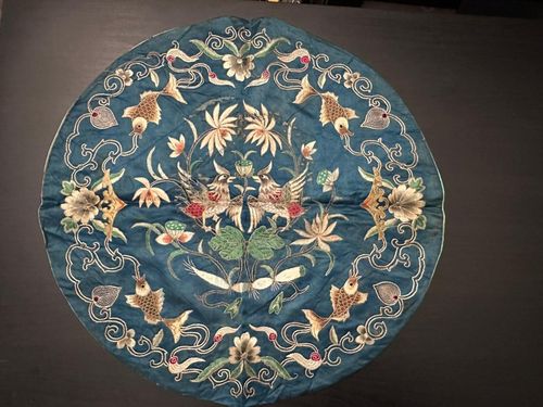 Antique 19th Century Qing Dynasty Chinese Embroidered Silk panel — image 1