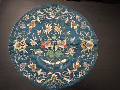 Antique 19th Century Qing Dynasty Chinese Embroidered Silk panel