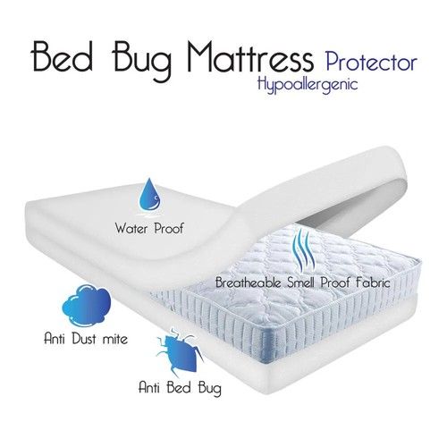 Waterproof Mattress Encasement Zipped Cover Anti Bed Bug Dust Mite Allergenic