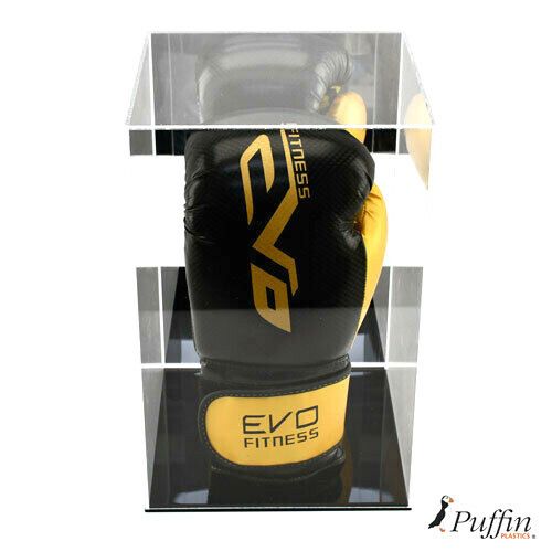 Boxing Glove Display Case - Single Portrait (Mirror Back) - Black Base — image 2