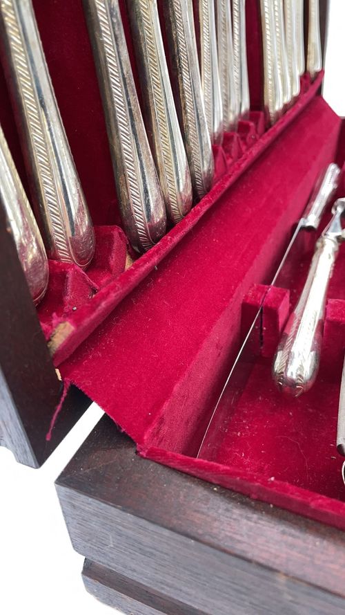 Harrods Silver Plate Cutlery Canteen Multi Set Vintage EPNS Flatware Wooden Box — image 7