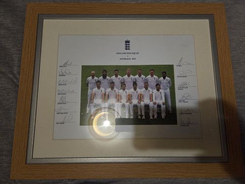 England Ashes Cricket Test Squad Signed Framed Photograph with LOA