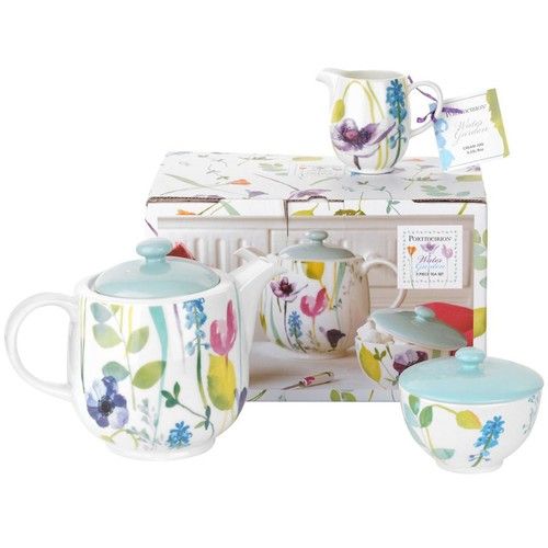 Portmeirion Water Garden Tea Set Teapot Sugar Bowl Milk Jug Porcelain Floral