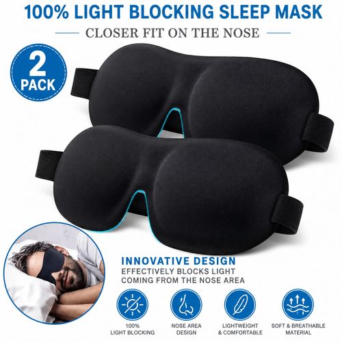 2 Pack 3D Sleep Mask Memory Foam Eye Mask Blindfold Light Blocking Travel — image 1